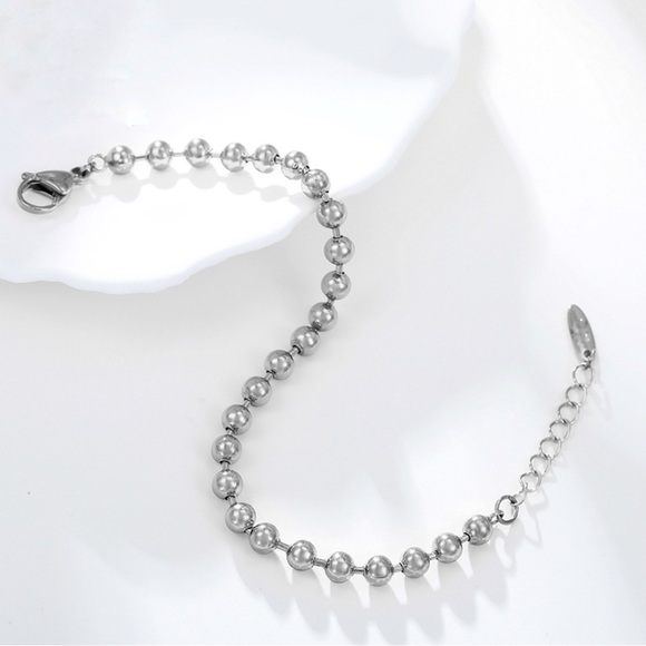 Bead Ball Bracelet | Platinum Plated Silver Luxury Jewelry (5mm beads) - Picture 2 of 12